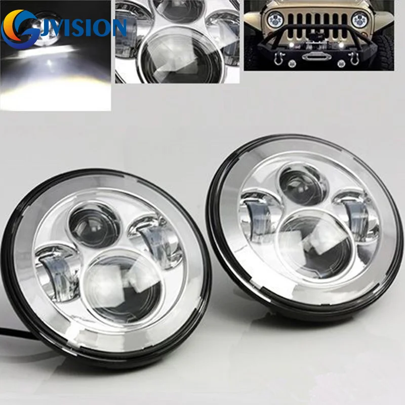 

Silver 7'' Round led headlight for Jeep Wrangler 97-15 JK CJ TJ Hummer Land Rover Defender harley Davidson Motorcycle headlamp