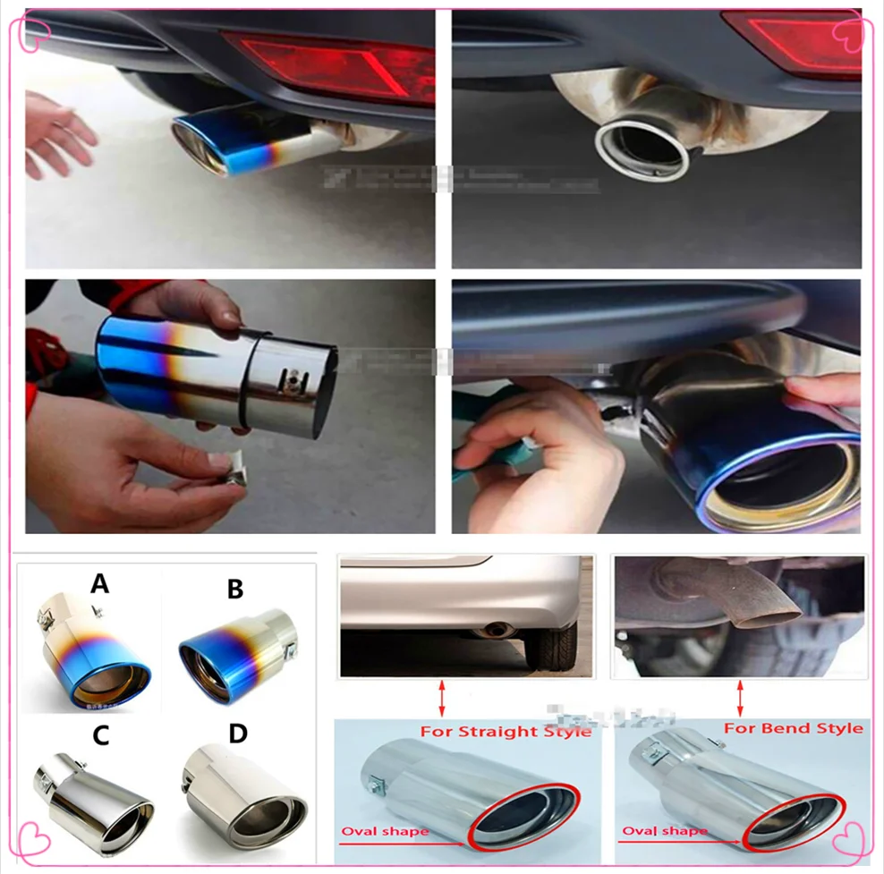 

Stainless Steel Car Exhaust Muffler Tip pipe cover Tail For Volkswagen VW B6 Jetta Mk5 MK6 Any Cars Phaeton 4.2 EOS 3.2 V6