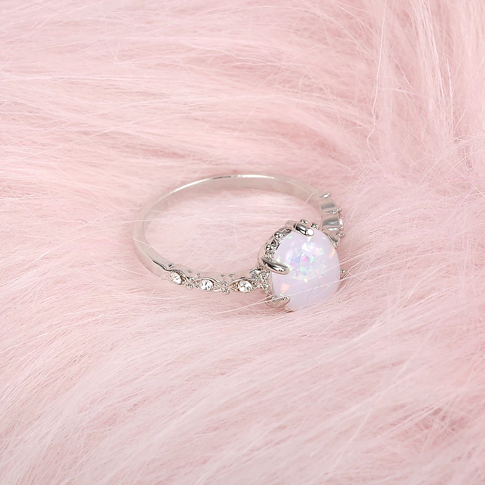 Новинка, винтажное женское ювелирное серебряное белое огненное Опаловое обручальное кольцо, Size6-10, подарки для девушек
