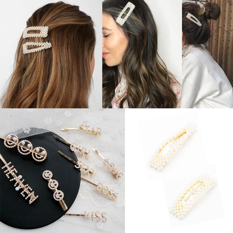

Bling Letters Pearl Hairpins Headwear for Women Girls Hair Clips Pins Barrette Tools Hair Accessories