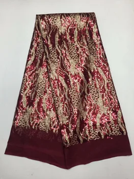 

In 2018, French high quality sequinned lace, African tulle mesh fabric for royal party dress 5 yards /lot ZY082100