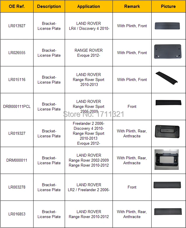 DRB000111PCL авто передний номерной знак подходит для Land Rover LR Sport 2005-2009 Автомобильный номерной знак запасные части качество Китай поставка
