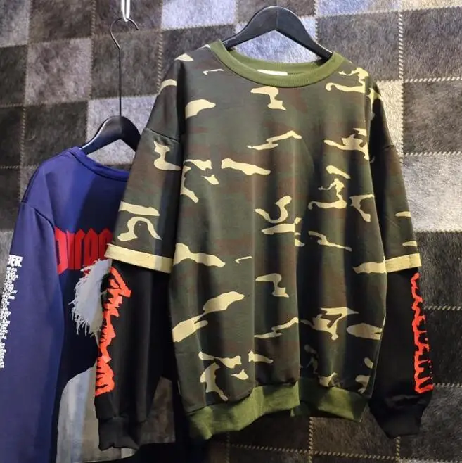 New Unisex Fashion Long Sleeve Camflouge Print Casual