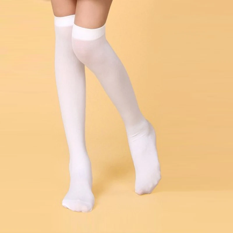 Candy color Black White Baby Kids Girls Knee High Socks Stretch Nylon