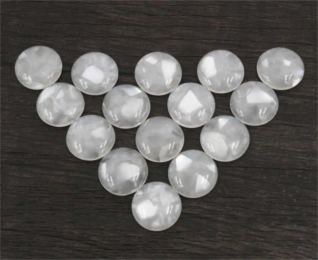 

New Fashion 40pcs 12mm White Colors Built-in Shell Flat back Resin Cabochons Cameo-V5-17