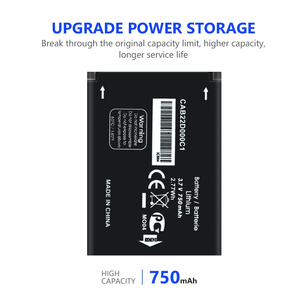 750 мА/ч, CAB22B0000C1 CAB3010010C1 Батарея для ALCATEL One Touch OT-2010 OT-2010D OT-2010X OT-356 665X 1010D, 1030D, 2012D Батарея