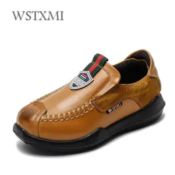 

2019 Boys Genuine Leather Shoes for Kids Wedding Oxford Formal School Shoes Moccasins Black Children Casual Dress Uniform Shoes