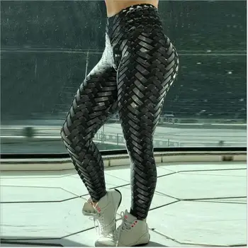 

2018 New Black Weaving Printed Tie Women Fitness Leggings Push Up Workout Leggings Elastic Female Sporting Leggins Pants S-XL