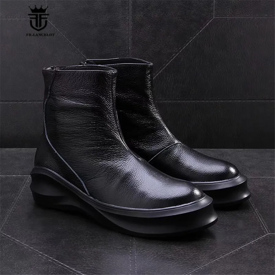 Moda Ferradura Britânico Botas Sola Inverno Grossa 3 Do Couro Martin De 2 Genuíno 4 1 Plataforma Vintage gw1qPgU