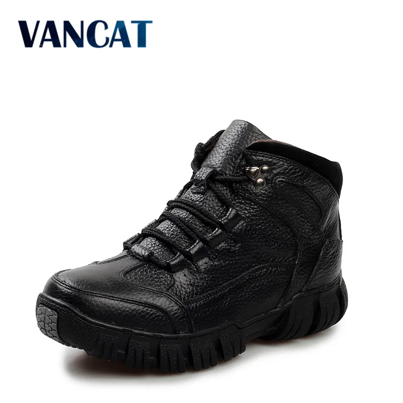 VANCAT Super Warm Winter Men Boots Genuine Leather Boots Men Winter Shoes Men Military Fur Boots Fo