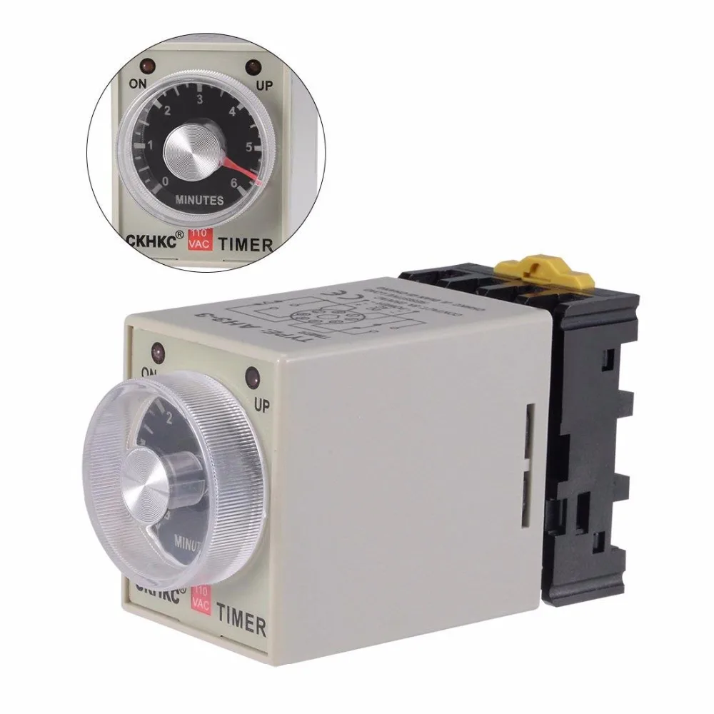

AC110V 220V DC12V 24V 6M 8 Terminals Range Adjustable Delay Timer Time Relay AH3-3 with base