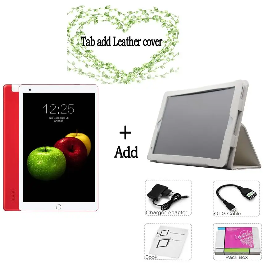 Add Cover Case Новое поступление 10,1 inch Tablet Pc, четыре ядра, Android 7,0 3g Телефонный звонок 1280*800 ips встроенный 3g Wi-Fi Bluetooth 10 дюймов Планшеты - Комплект: Add Cover Case