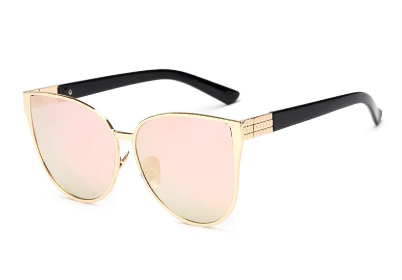 VEVAN, модные солнцезащитные очки "кошачий глаз", женские, брендовые, дизайнерские, Ретро стиль, UV400, солнцезащитные очки, женские, зеркальные, oculos, женские, s, Роскошные - Цвет линз: Gold Pink