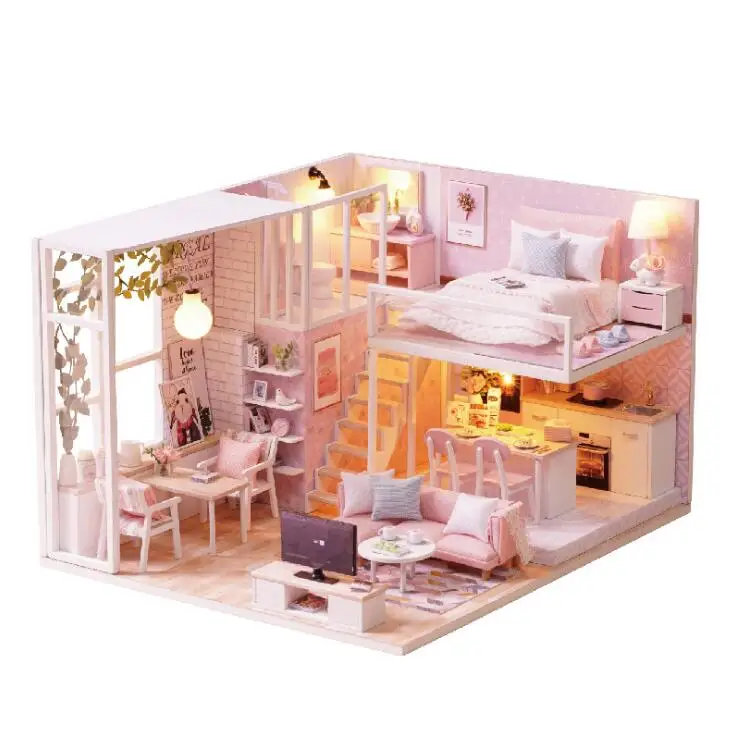 DIY деревянный дом Miniaturas с мебель DIY Миниатюрный Кукольный домик игрушки для детей Рождество и подарки на день рождения - Цвет: peace life