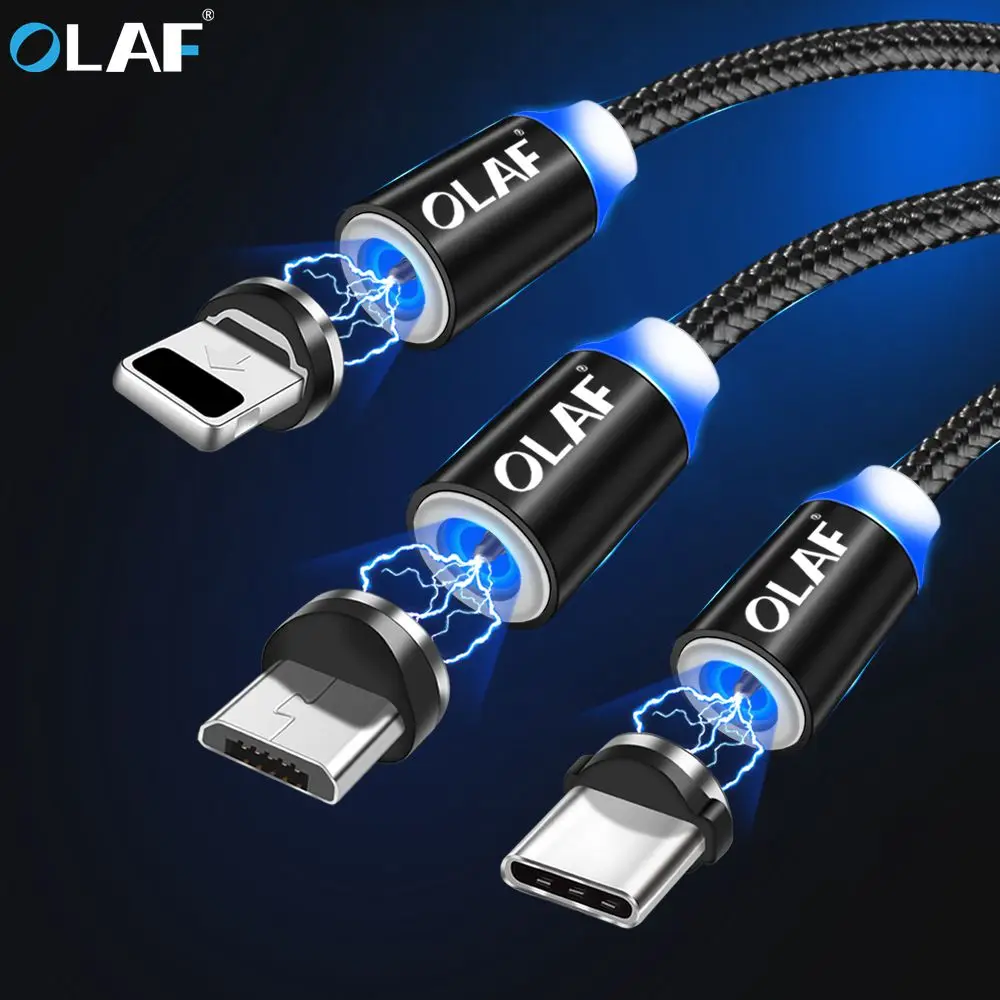 

Magnetic Cable 1m Braided Mobile LED Type C Micro USB Magnet Charger Cable For iPhone X XS max 7 8 10 Samsung Xiaomi Apple Cabo