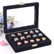 Envío Gratis Plaza Vacía de Color Negro Especial de Exhibición de Madera Caja de La Joyería Caja De Almacenamiento Pendiente de Caja/Anillo de Caja Al Por Menor