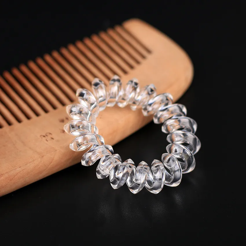 10 PCS Transparent Popular 3.5CM Hair Accessories Telephone Wire Hair Rope Traceless Hair Ring for Girls Headband vintage hair clips