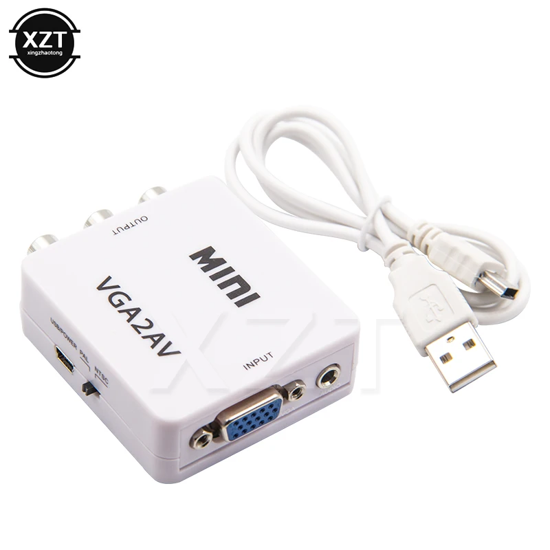 

1080P HDMI 3.5mm Audio VGA2AV / CVBS Mini VGA to RCA AV Converter to Audio PC HDTV Converter