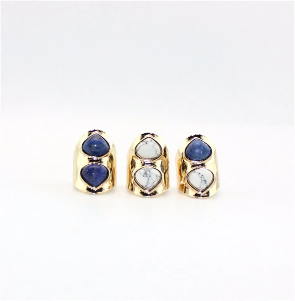 

Druzy Vintage Natural Lapis Lazuli White Turquoises Rings Simple Design for Women Party Aniversary Birthday Gifts Fine Jewelry