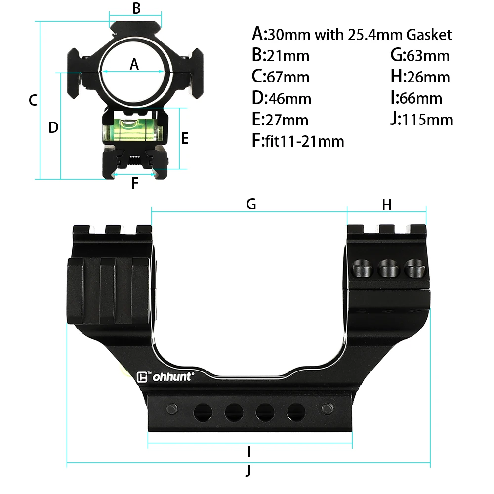 Ohhunt тактическое оптическое крепление 30 мм/25,4 мм прицел кольца ласточкин хвост к Пикатинни с пузырьковым уровнем для охоты прицел