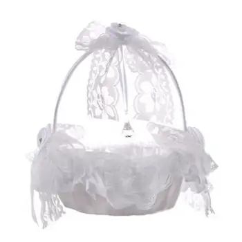 

Bamboo Weaving Portable Flower Basket Wedding Flower Girl Flower Scattering Candy Storage Basket Western Wedding Supplies Lace S