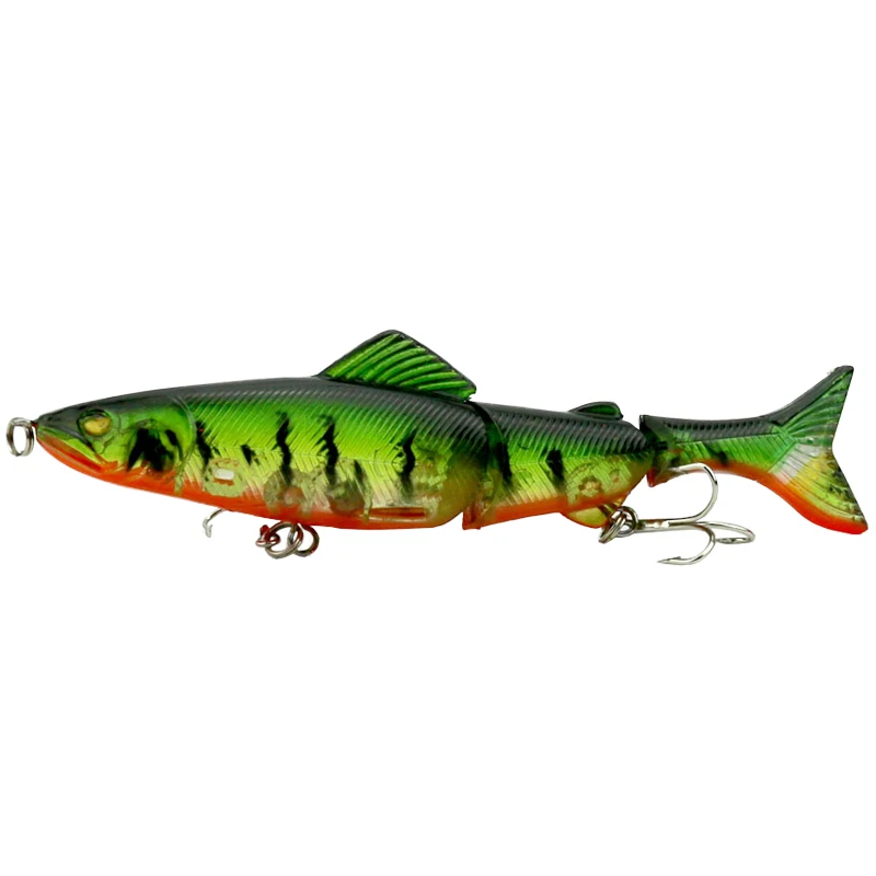  HENG JIA 13cm Multi-joint swim fishing temptation Crank bait fake bait fishing hook Green+black