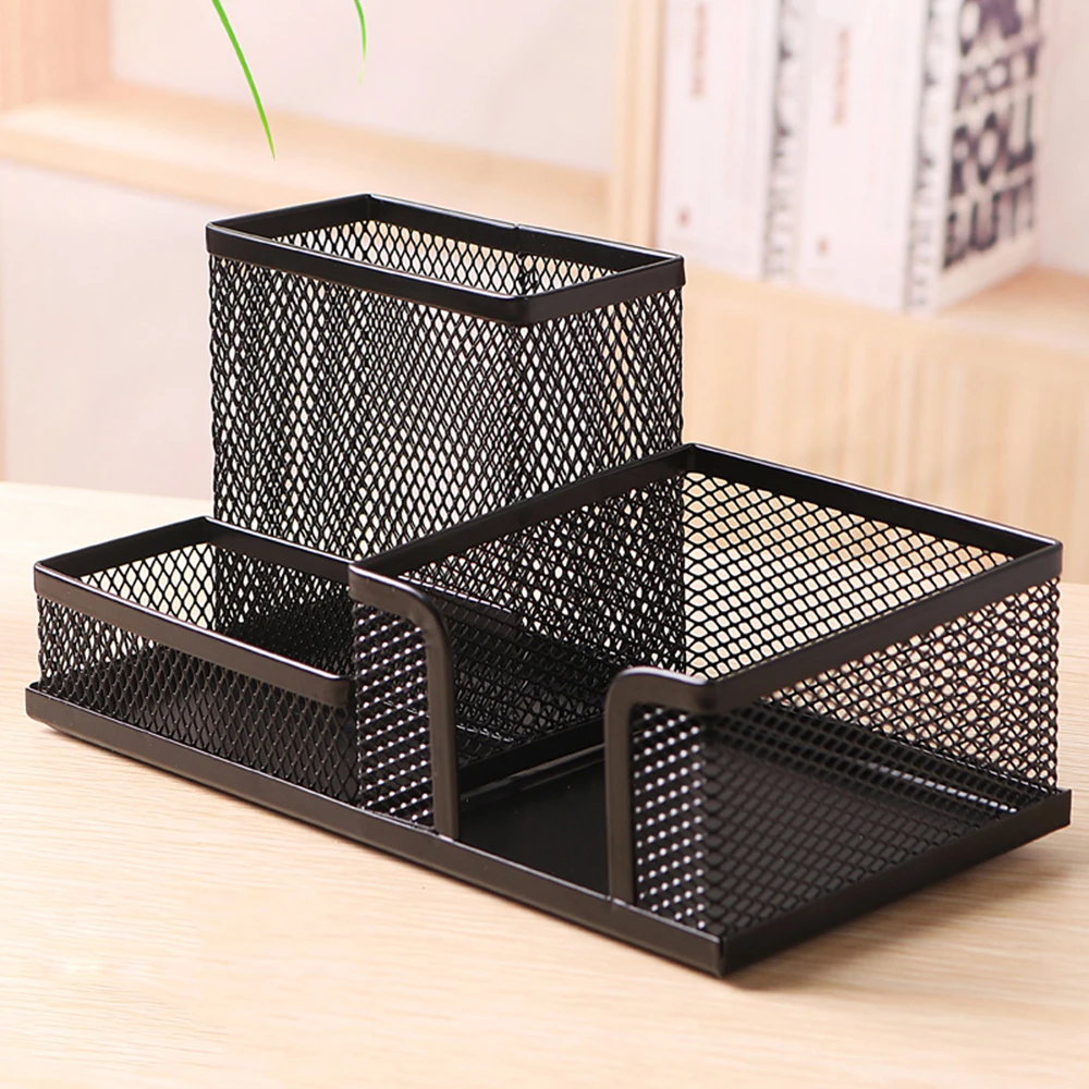 Steel Mesh Desk Organizer Set Desktop Supply Caddy And Pen Holder