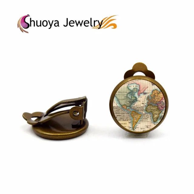 World Map Clip Earrings S Y 2017 Hot Fashion Retro Silver World Map Clip Earrings S Y 2017 Hot Fashion Retro Silver Plated Gl Earring