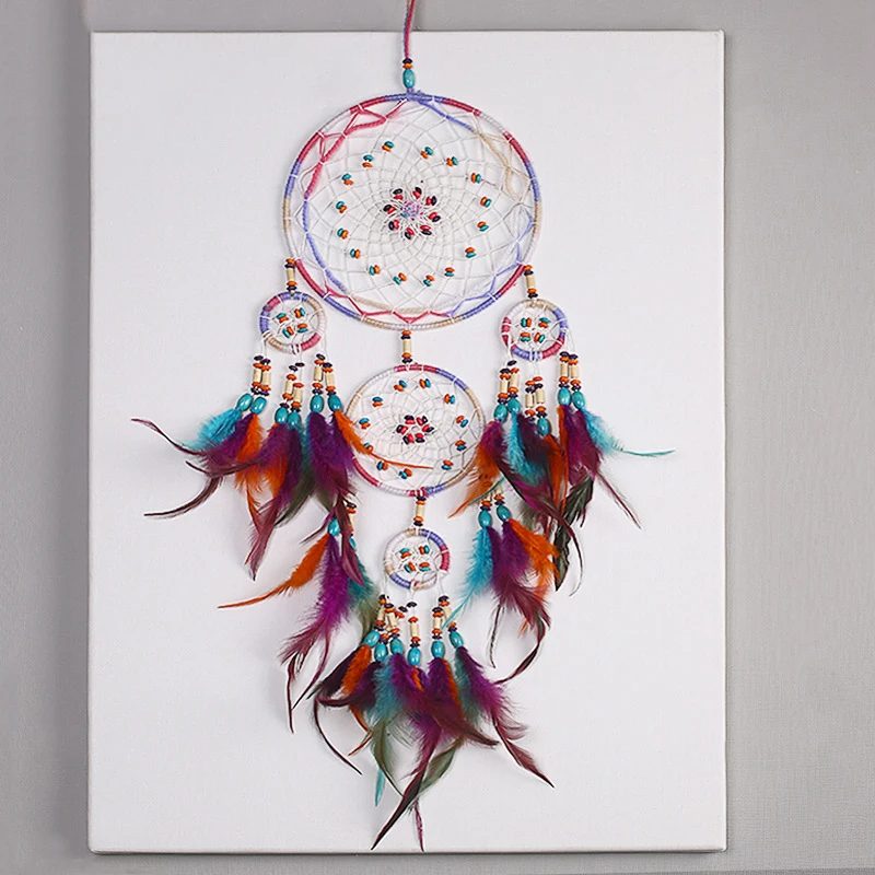 Nuevo creativo todo hecho a mano cinco anillos atrapasueños colgante sala de estar decoración de la pared colgante hermoso adorno colgante Nuevo creativo todo hecho a mano cinco anillos atrapasueños colgante sala de estar decoración de la pared colgante hermoso adorno colgante