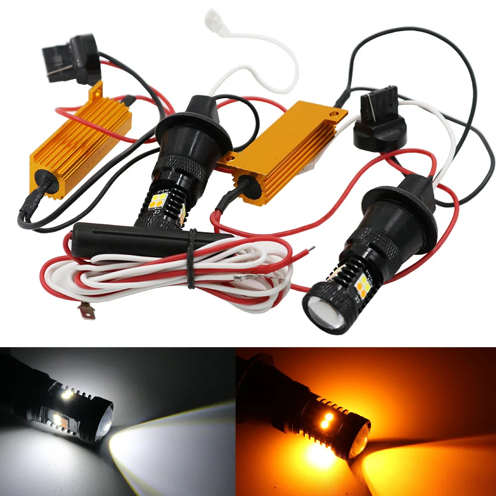 

YSY T20 7440 7440NA 7441 992 White/Amber Switchback LED Turn Signal Light Canbus Error Free 3030 16SMD with Load Resistor