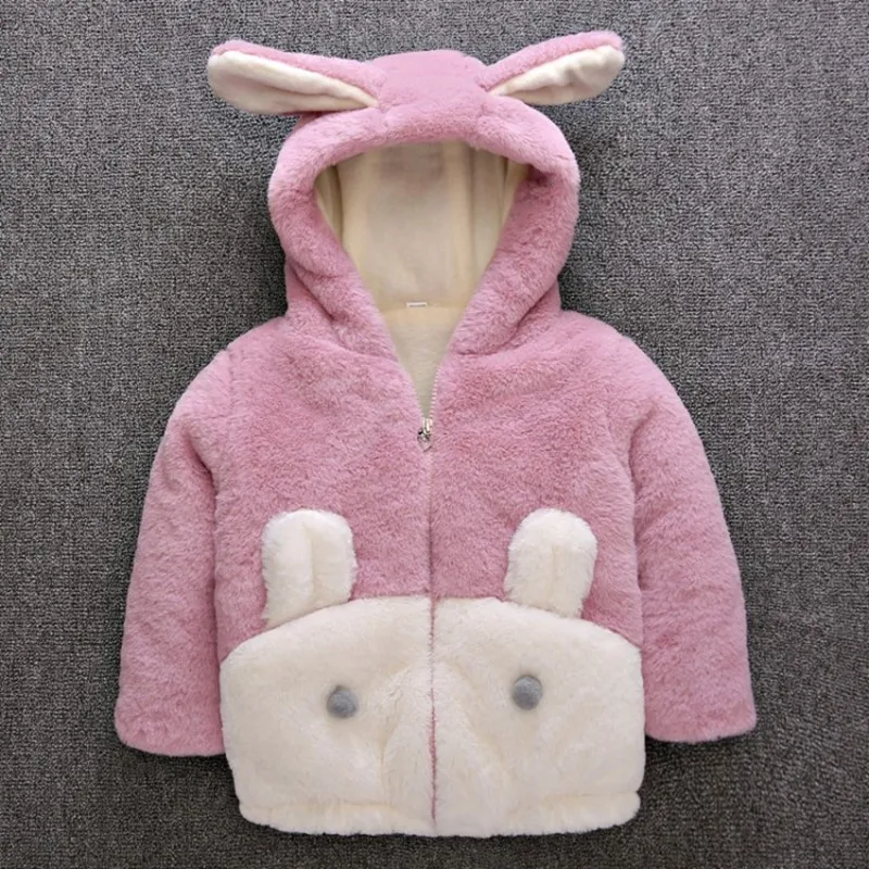 COOTELILI Faux Fur Winter Jacket For Girls Hooded Thick Warm Infant Overcoat Winter Clothes For Girls Children's Parkas (9)