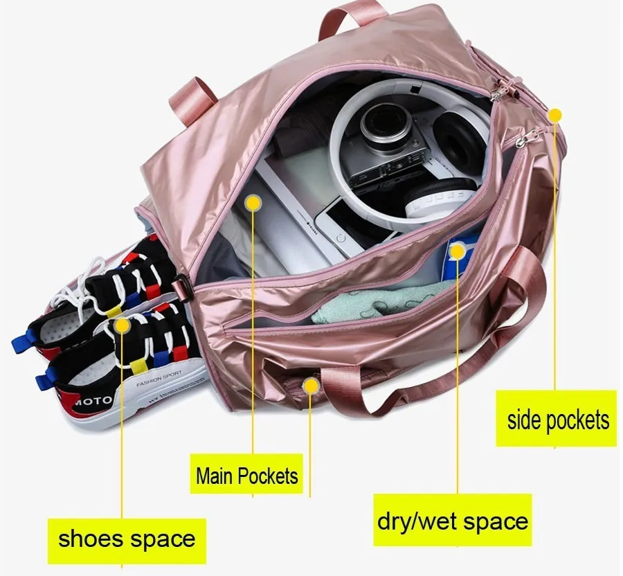  2019 Waterproof Luggage Shoulder Bag Sports Double Zipper Travel Duffle Bag For Women Nylon Trainin - 33022389170