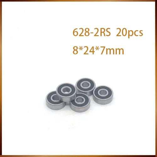 628RS Bearing ABEC (20PCS) 8*24*8 mm Miniature Sealed 628 2RS Ball ...
