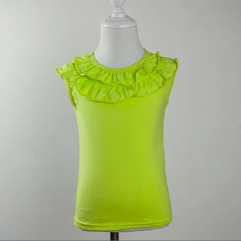 

wholesale newborn baby clothes latest fashion t shirts girls Ruffle Sleeveless top toddler double ruffle tee top