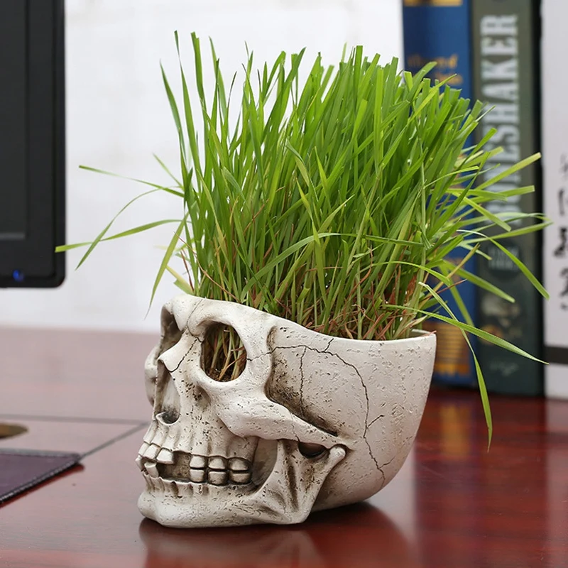  Skull Flower Pots Skeleton Bone Halloween Gifts Desk Garden Flower Pot Home Decor Desk Resin Crafts