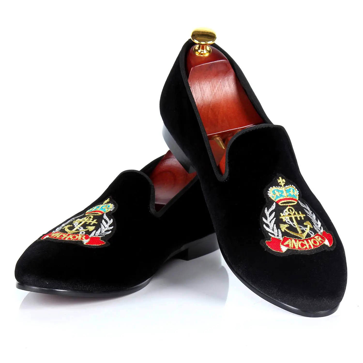 Harpelunde мужские синего цвета на плоской подошве; мужские бархатные Лоферы тапочки под смокинг повседневные туфли ручной работы; модные обувь Размер 6-14 - Цвет: Черный