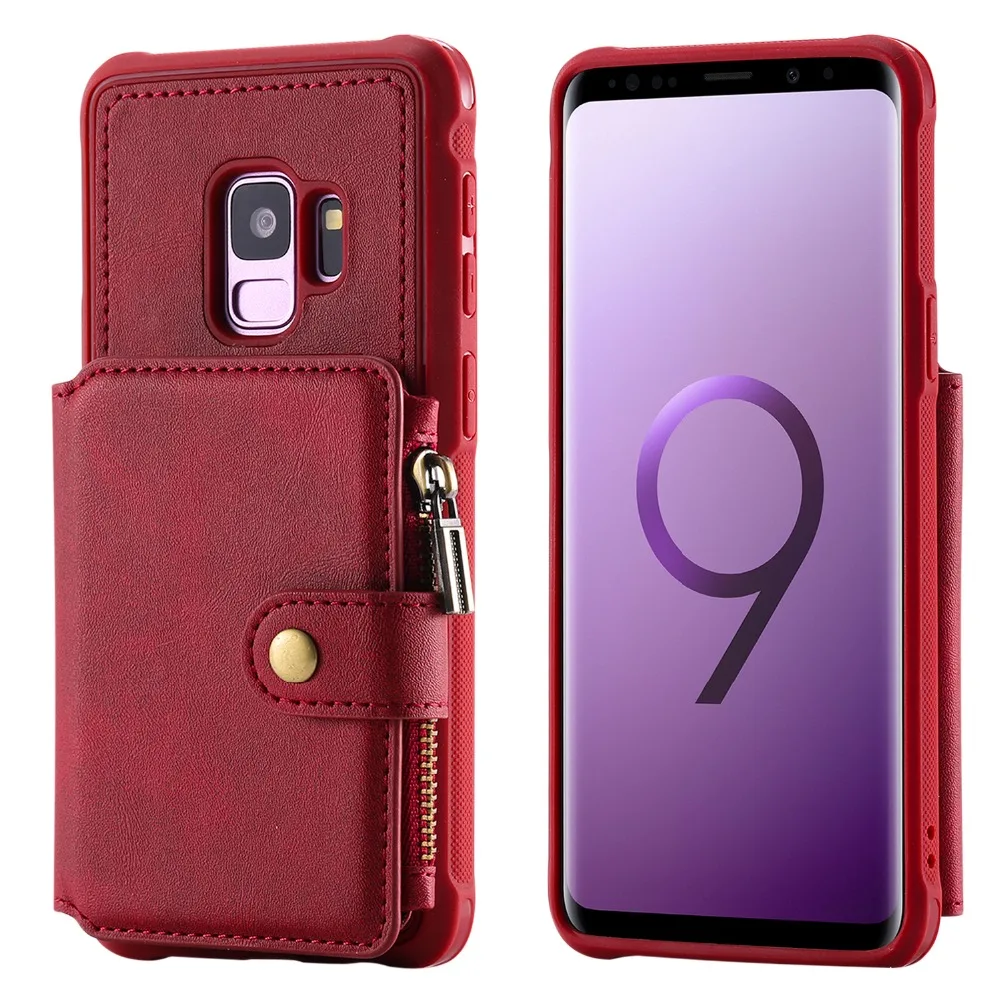 

Zipper Magnetic Card Slots Shockproof Case For Samsung Galaxy S10E Leather Wallet Back Cover Case For Galaxy S8 S9 S10 Plus