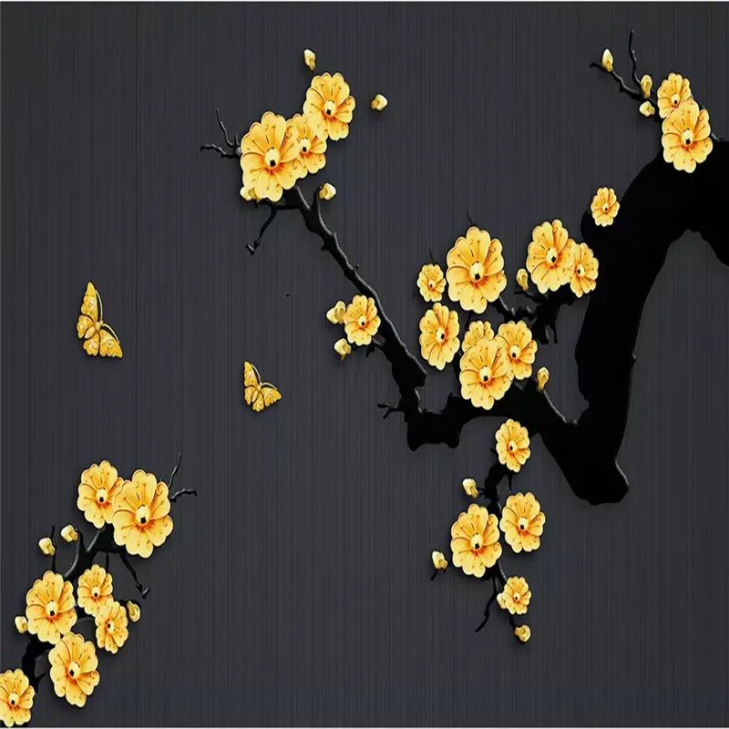 3D wallpaper classical gold jewelry plum wall professional production mural custom poster photo wallpaper wall 3D wallpaper classical gold jewelry plum wall professional production mural custom poster photo wallpaper wall