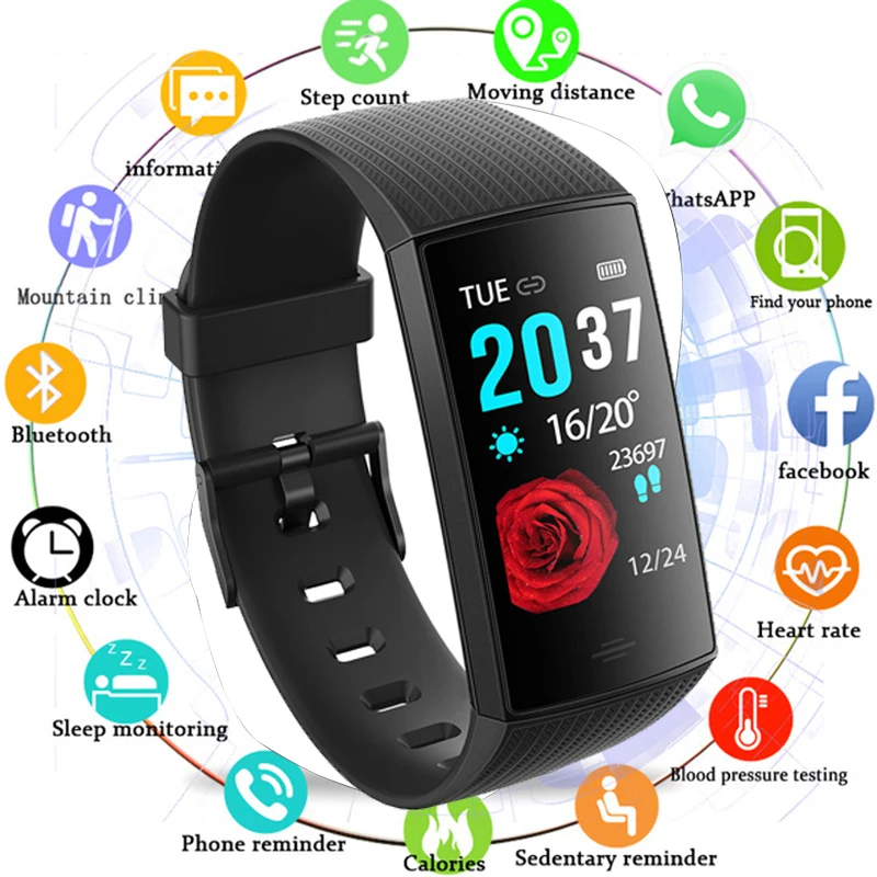 

Fitness Bracelet Blood Pressure Measurement IP67 Waterproof Smart Bracelet Activity Tracker Heart Rate Monitor Clock PK mi band