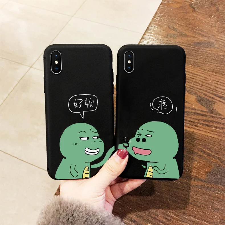 

For Funda iPhone 6 case 5 5S 5C 6S 7 Plus X Cute funny Dinosaur Soft TPU Original for samsung s6 s7 s8 s9 Couple cell phone