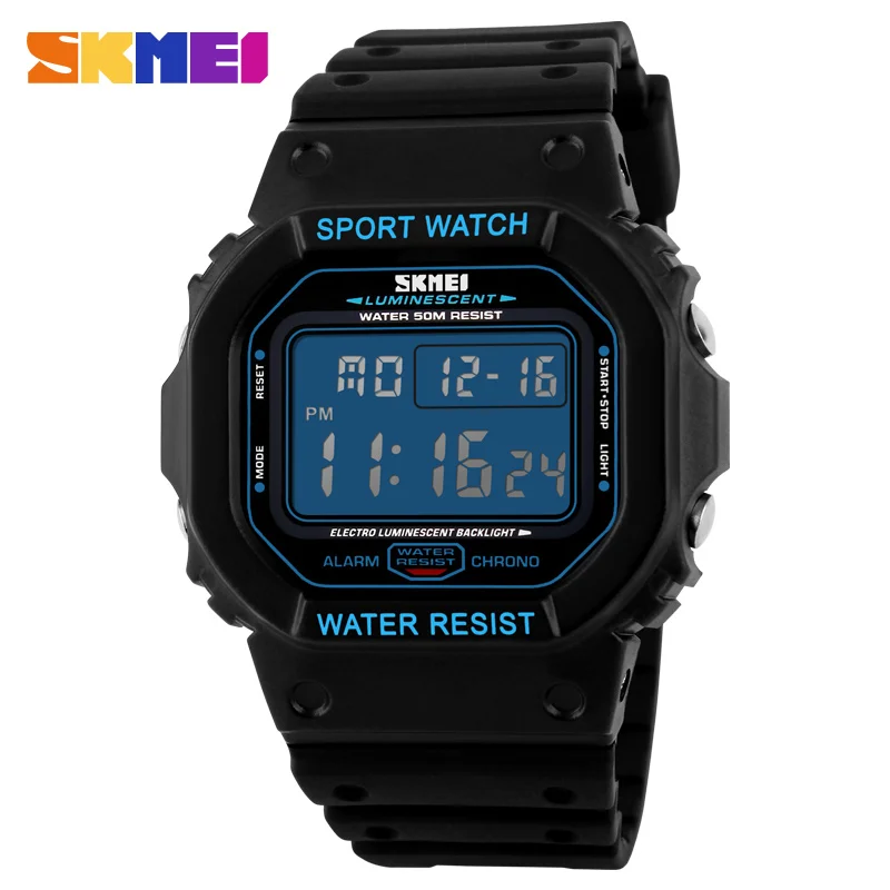 SKMEI Reloj мужские спортивные часы светодиодный дисплей цифровые часы Relogio Masculino водонепроницаемые наручные часы Montre Homme Relojes Hombre - Цвет: blue