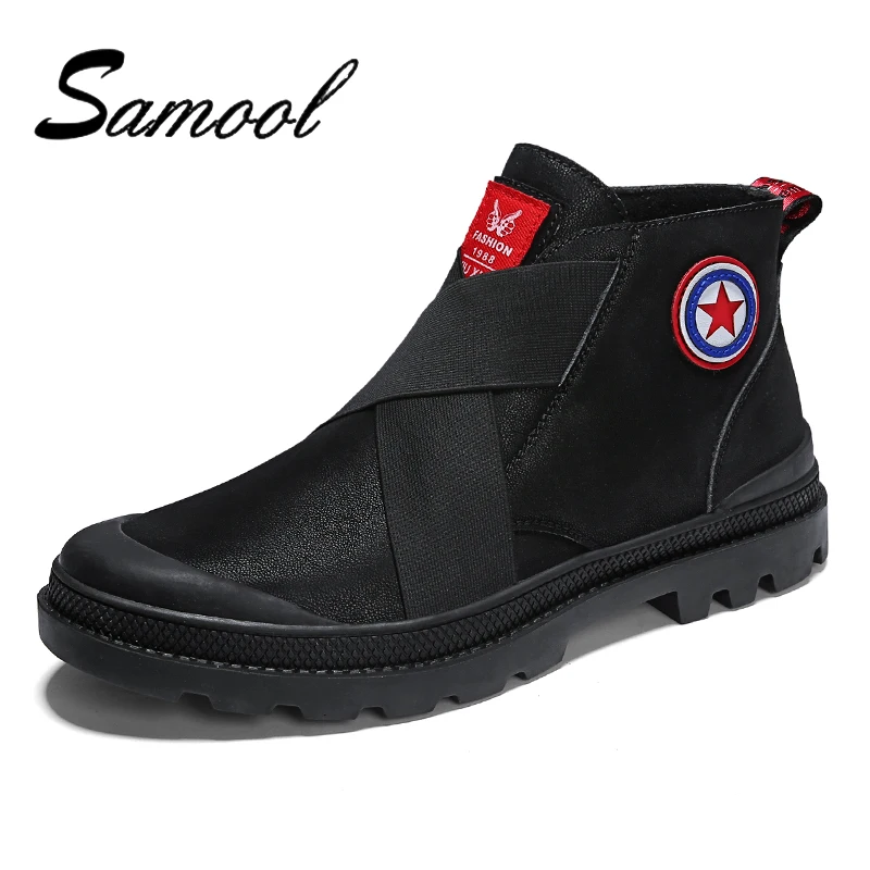 

2018 Genuine Leather Winter Boots For Men Vintage Casual Sleeve Shoes Male In Snow Bo Ots Footwear Lace Up Warm Inside Shoes Lx5