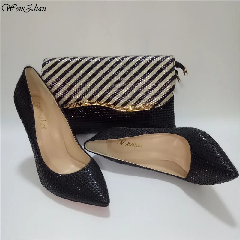 

Hottest Soft Shoes With Matching Stripe Bag WENZHAN Black Leather slip on shoes With Luxurious Sac For Any Occasion A96-18
