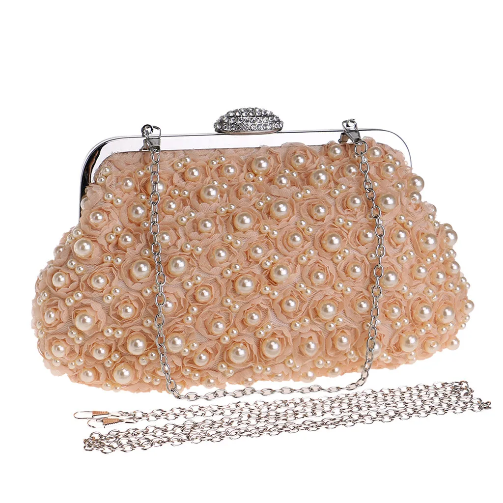 Для женщин вечерние сумки расшитые бисером Ruched сумки через плечо на цепочке Свадьба; вечеринка Ежедневные клатчи кошелек# g7