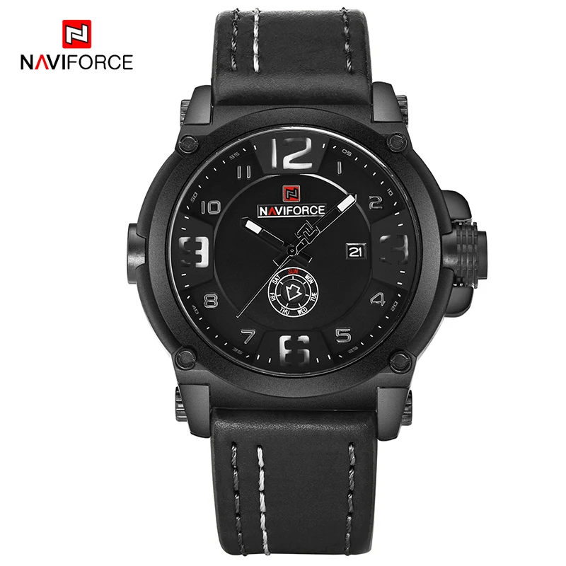 NAVIFORCE 9099 мужские часы лучший бренд роскошные спортивные кварцевые с кожаным