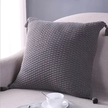 

Cotton Knit Throw Pillow Case Tassel Geometric Woven Cotton Pillow Cover for Home, Party, Office Outdoor Decorative Pillowcases