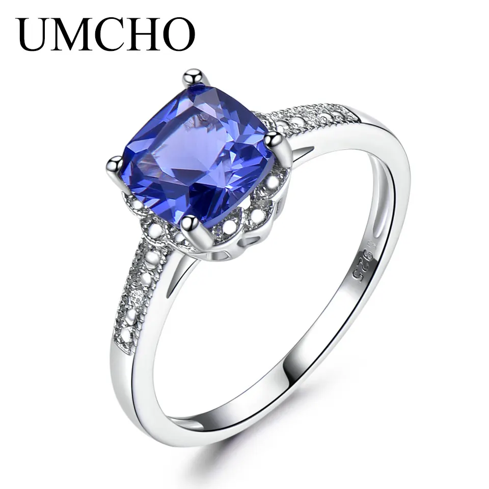 UMCHO Romantic Blue Tanzanite Topaz Rings For Women Solid 925 Sterling Silver Ring December Birthstone Birthday Gifts Women Fine Jewelry