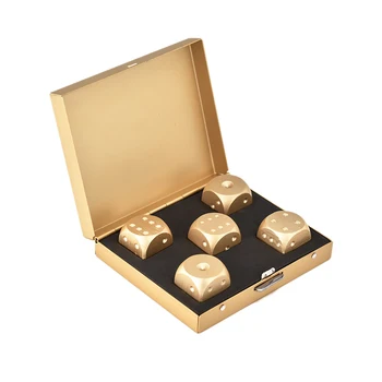 

Ices Aluminium Alloy Dies Of Heavy Solid Playing Copper Tool Game Camping Poker Dice Set With Case Gold