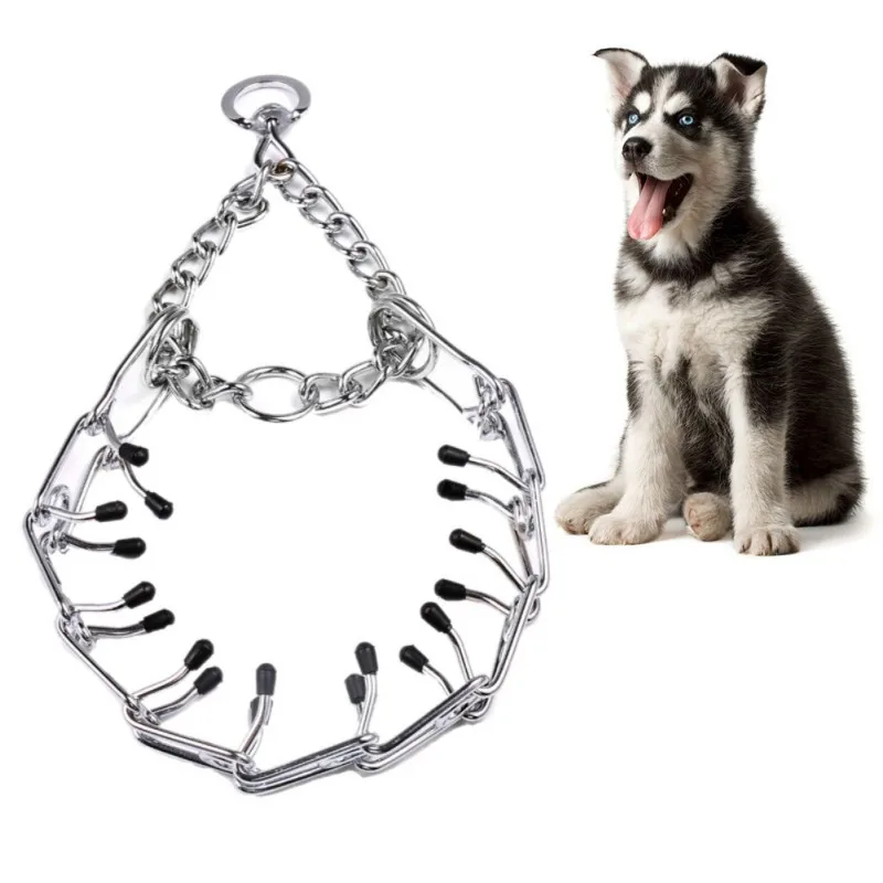 Metal Pinch Dog Training Chain Collar Prong Pet Choke Collars Dog