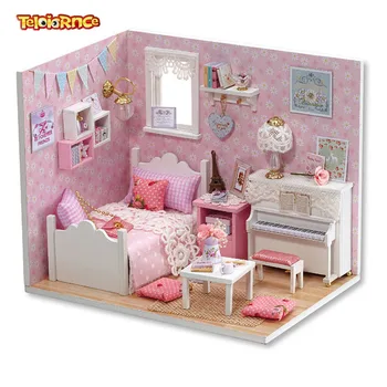 

Sunshine Princess doll House Furniture Diy Miniature Dust Cover 3D Wooden Miniaturas Dollhouse Toys for Children Birthday Gifts